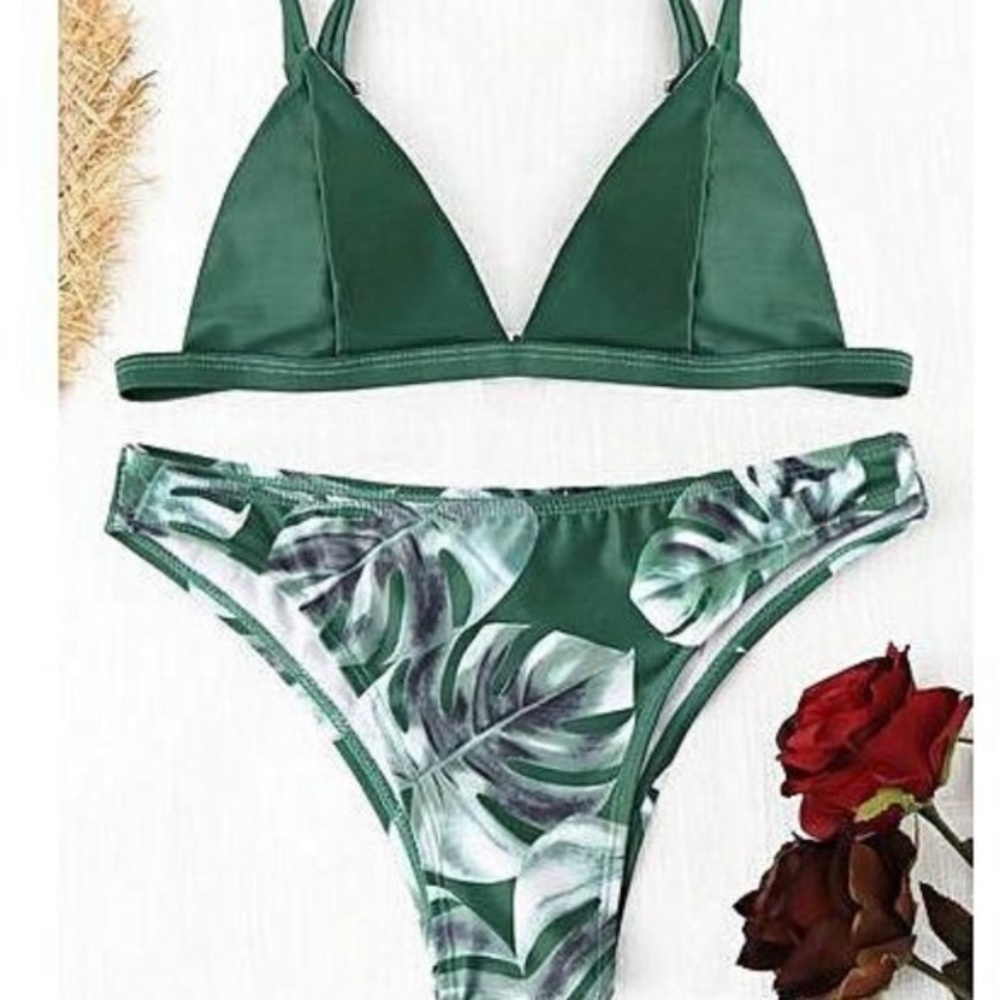 Green Triangle Bikini Set